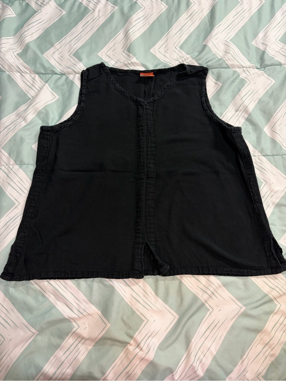 Oh My Gauze! Women's Black Sleeveless V-Neck Tank Top